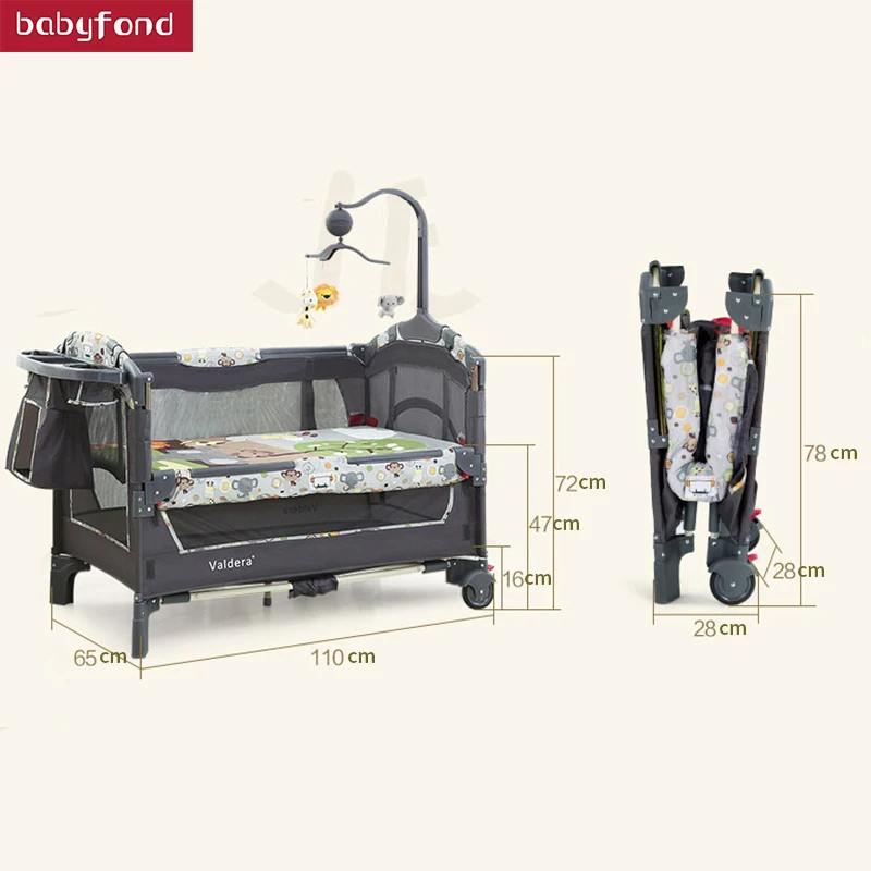  Valdera Multi Functional Folding Crib European Portable Game Bed Bb newborn bed Joint With parent M