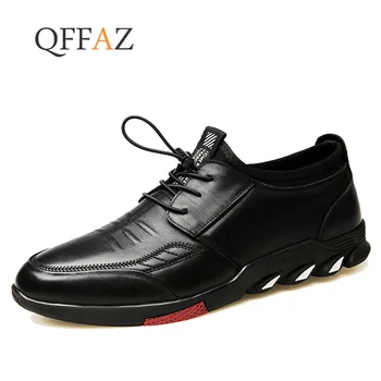

QFFAZ Brand Men Shoes England Trend Casual Leisure Shoes Leather Shoes Breathable For Male Footear Loafers Men's Flats