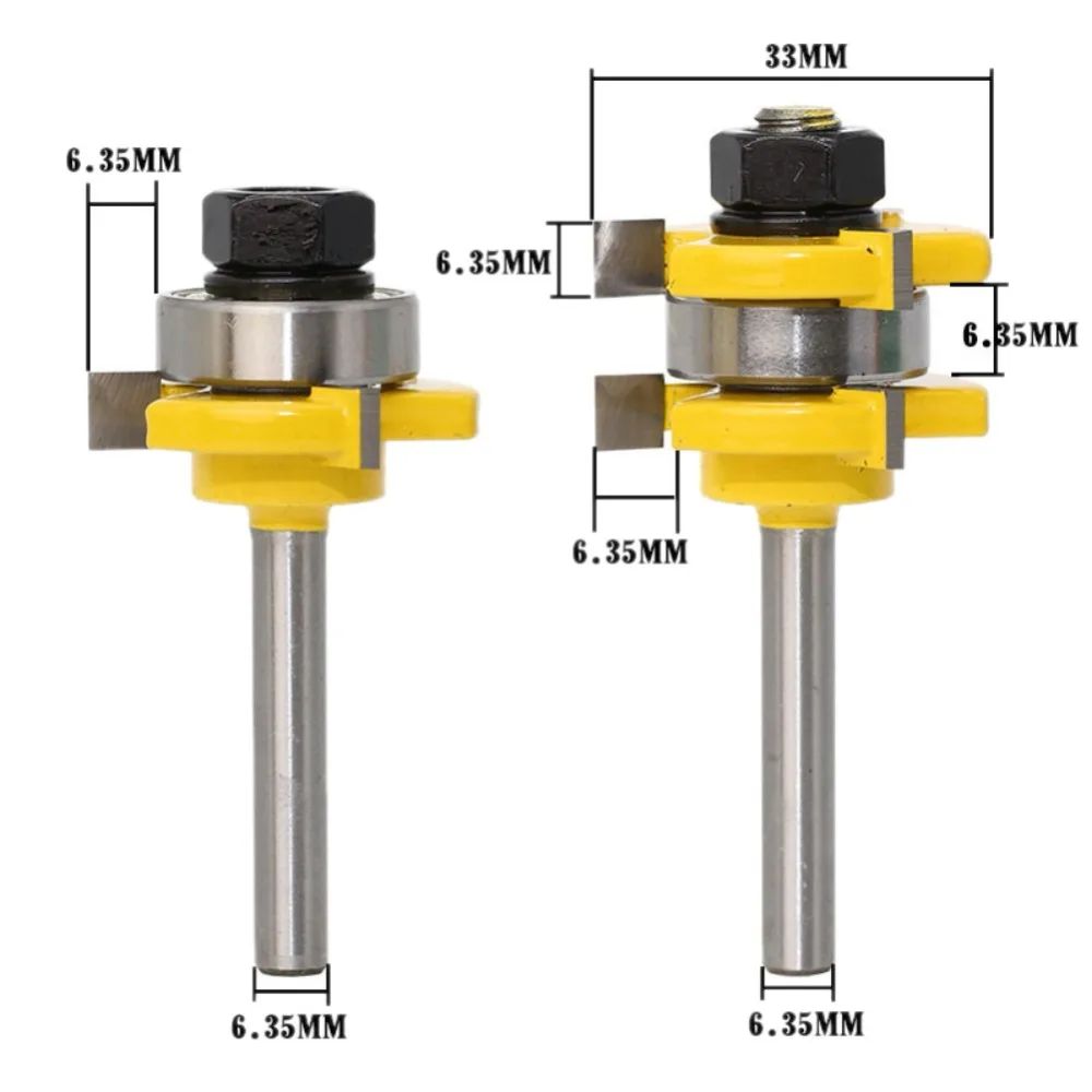 

Router Bit 1/4" Stock 1/4" Shank 3 Teeth T-shape Wood Milling Cutter Flooring Wood Working Tools