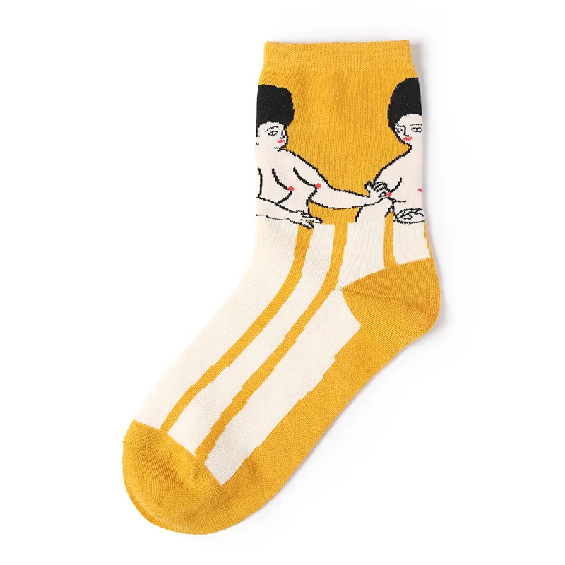 6 пар смешных узорчатых женских хипстерских носков в стиле Харадзюку с надписями, хлопковые теплые носки унисекс для студентов, скейтборда, Комплект носков, носки Art Sox