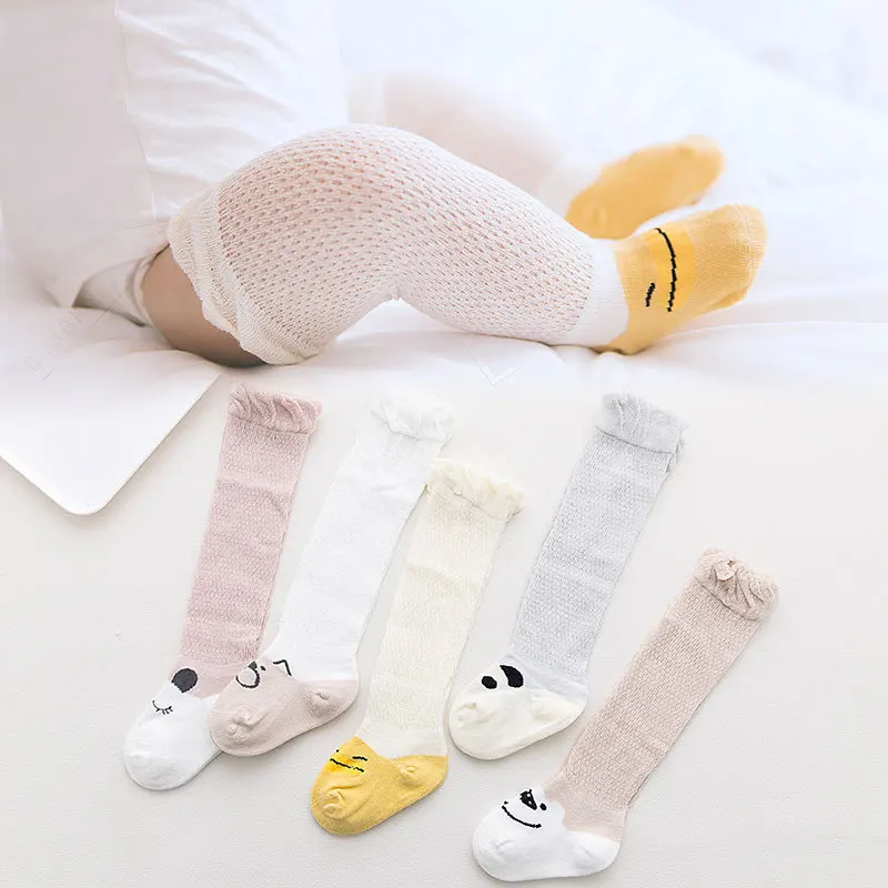 

0-24 month Cotton Girls Socks Knee High Long Socks Summer mesh breathable baby socks newborn Ventilation Kids Socks elastic