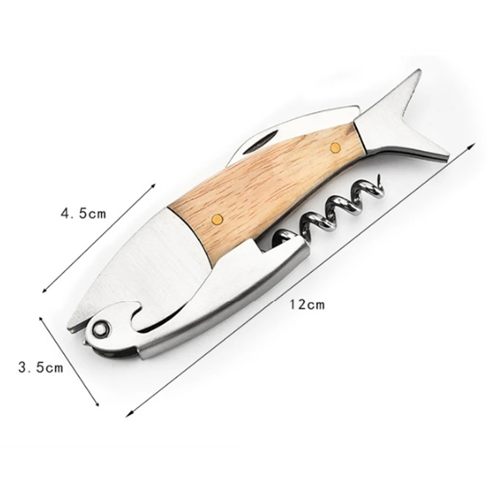 Профессиональный Нержавеющая сталь деревянная рыба BonesWine открывалка штопор Премиум Кролик рычаг штопор для вина