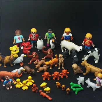 Figuras pequeñas de animales de Playmobil, figuras originales de Koala, ardilla, oso, pescado, niños, juguetes para niños Diy