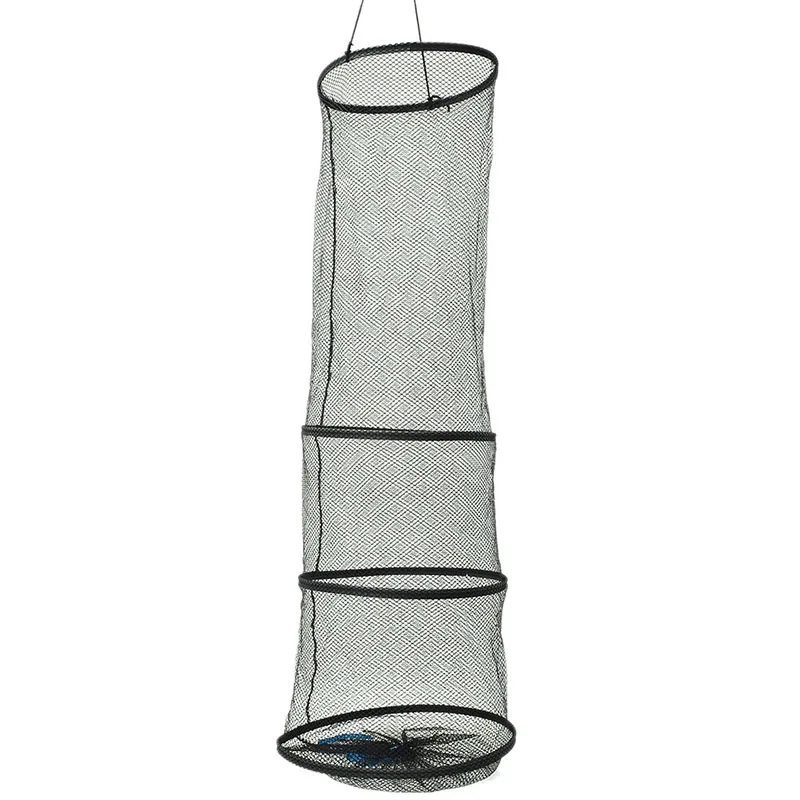 New 3 Layers Collapsible Fishing Basket Dip Net Fishing Cage to Keep Fish Alive in the Water