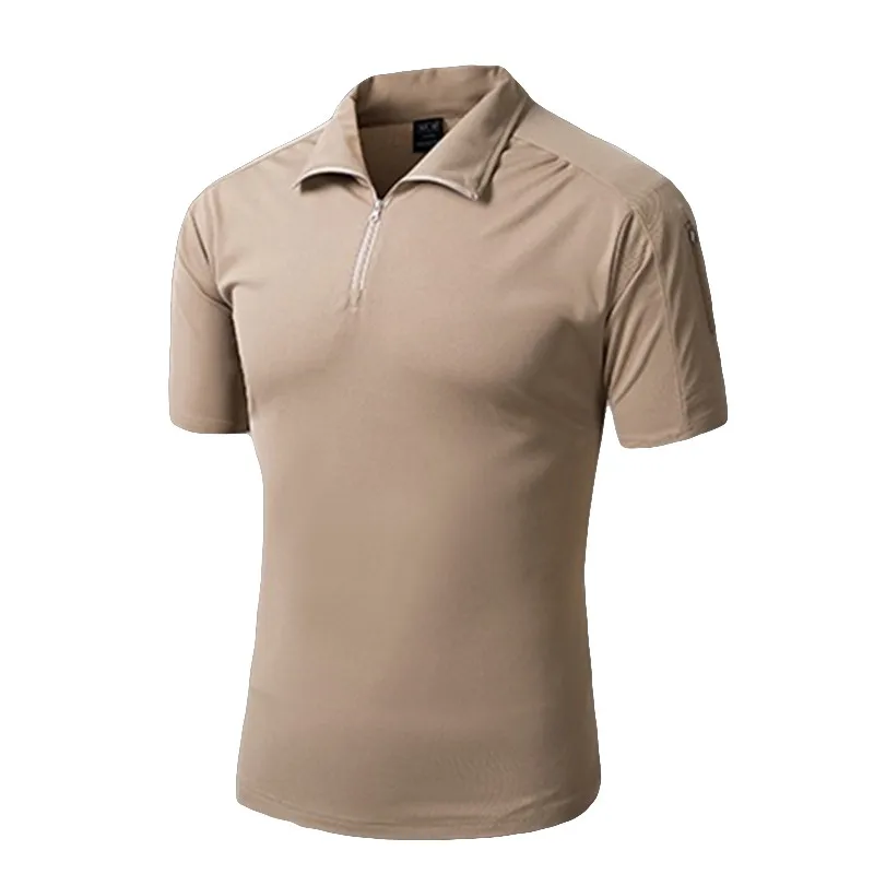 Тактическая летняя камуфляжная рубашка Coolmax мужская для страйкбола армейский военный костюм быстросохнущая рубашка - Цвет: Khaki