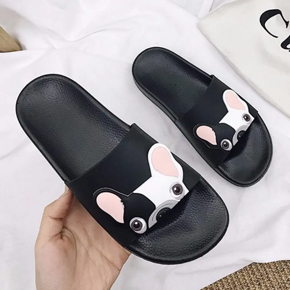

2018 Hot Korean Style Fashion Summer Women Slippers Cute Dog Pattern Thick Soft Sole Antiskid Casual Slippers for Indoor Outdoor