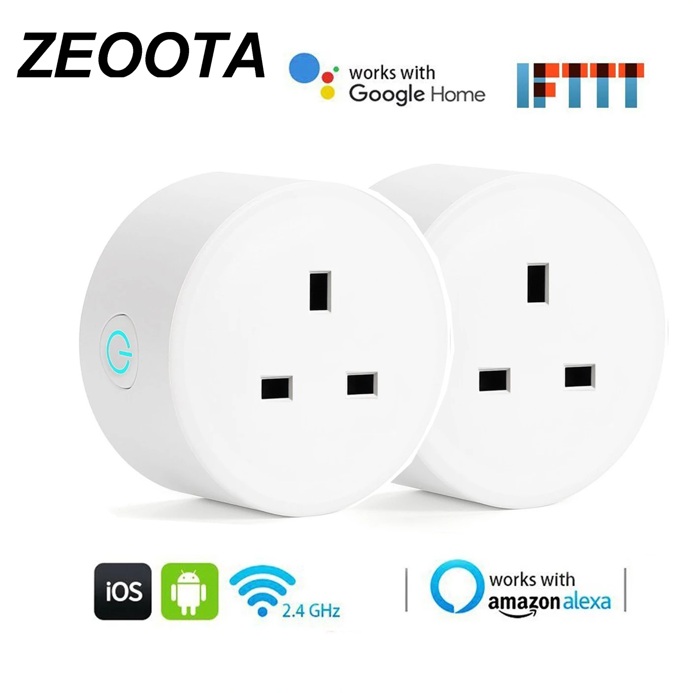 

Smart WiFi Power Plug Super Mini UK Outlets Socket Work with Amazon Alexa,Google Home, IFTTT Voice Control Remote Control-2PACK
