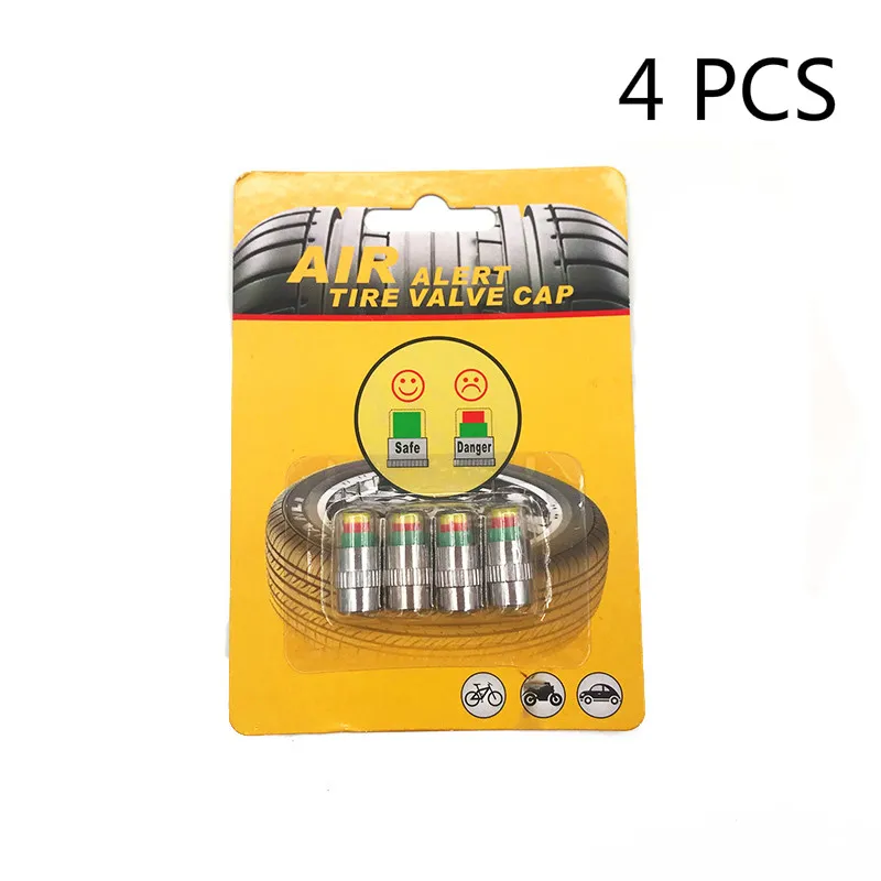 4pcs/Lot Tire Pressure Monitor Pressure Gauge Cap Sensor Indicator Alert Monitoring Tools Kit 2.4 Bar 30 PSI Tire Pressure Alarm