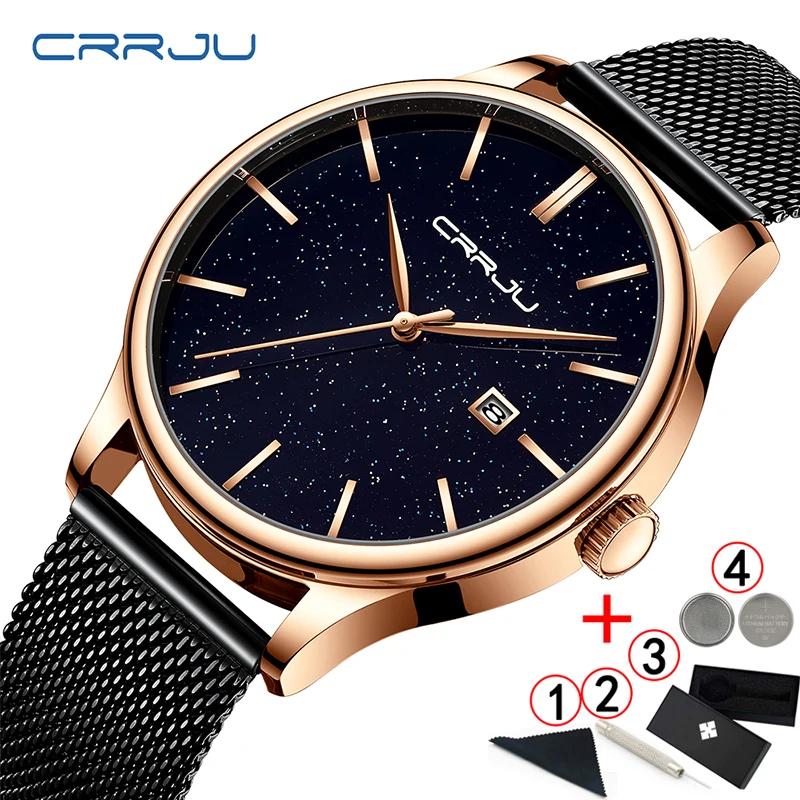 

Crrju Watches Men Starry Sky Business Watch Mens Top Luxury Brand Fashion Gold Wristwatch Man Classic Sport Watch For Men 2019