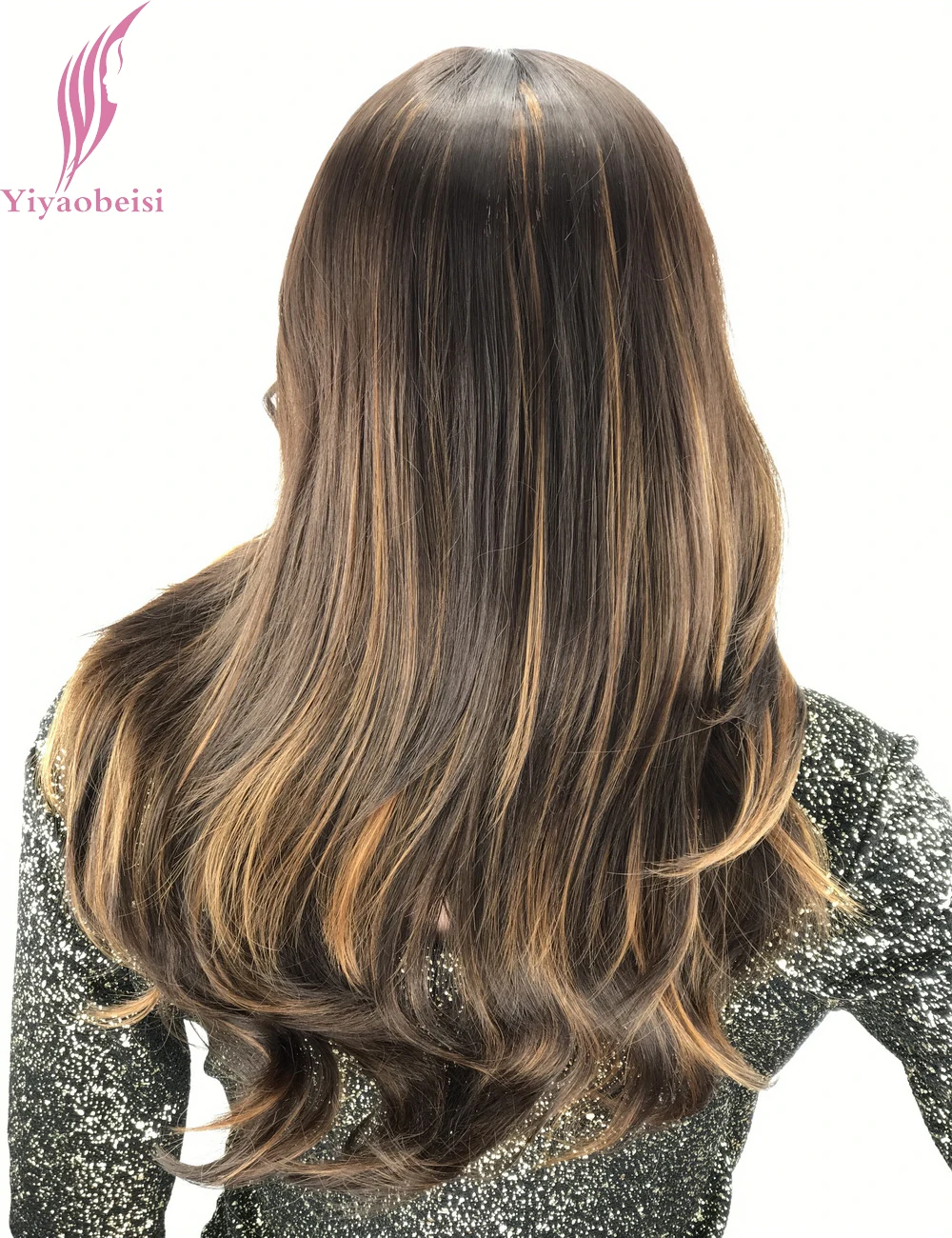 Yiyaobess 45cm Dark Brown Afro Wig For Black Women Heat Resistant Synthetic Long Wavy Wigs With Inclinded Bangs Yiyaobess 45cm Dark Brown Afro Wig For Black Women Heat Resistant Synthetic Long Wavy Wigs With Inclinded Bangs