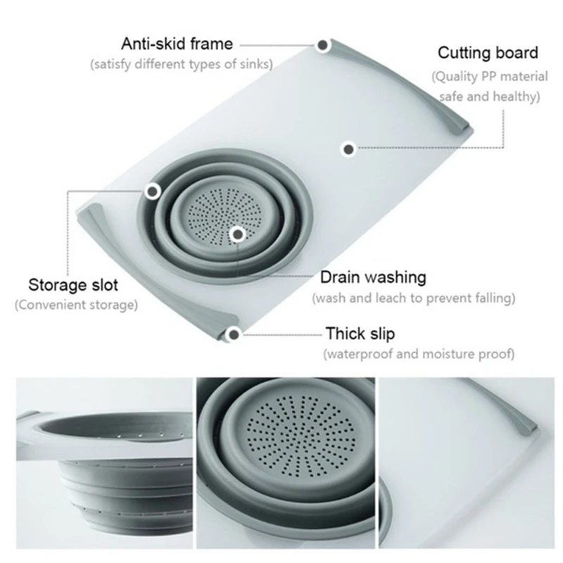 3 в 1 разделочный блок слив разделочная доска фильтр для овощей и фруктов для хранения водонепроницаемый складной бассейн кухня вырезанная доска инструменты сливная корзина