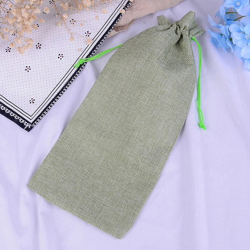 1 шт. 15*35 см джутовые мешковины бутылки сумки Drawstring бутылка шампанского крышка сумки