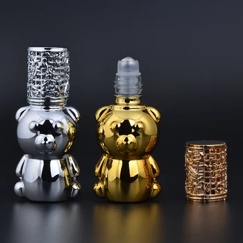 

MUB - 6.5ml Bear Shaped Roll On Refillable Perfume Bottle Empty UV Glass Perfume Case For Essential Oils