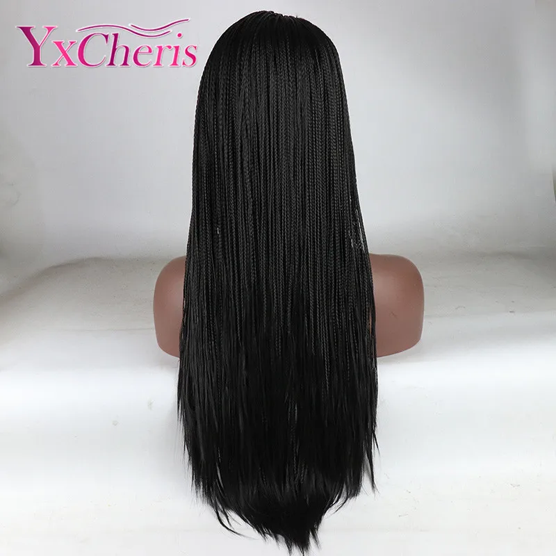 Химическое Синтетические волосы на кружеве плетеные парики для Для женщин длинный черный натуральный волос афро фронтальные кружевные женские парики