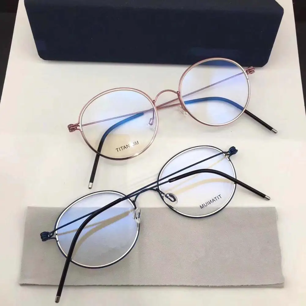 Ретро Круглые очки из чистого титана, оправа для мужчин и женщин, без винтов, женские очки, очки для чтения
