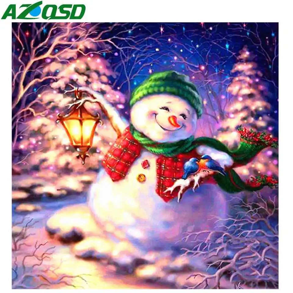 

AZQSD Diamond Painting Snowman Picture Of Rhinestones Hobbies And Crafts Diamond Mosaic Full Display Cartoon Home Decor Crafts