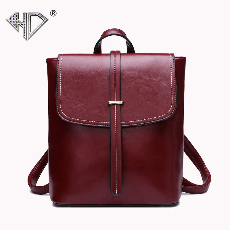 Genuine Leather Backpack Women 2017 School Bags For Teenagers Rugzak Summer Fashion Oil Wax Ladies Vintage