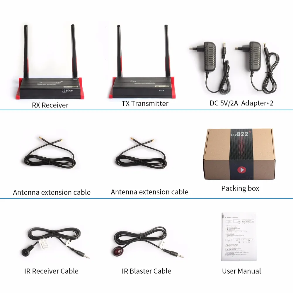 MiraBox 60 м(196ft) беспроводной HDMI удлинитель с ИК-пультом дистанционного управления Поддержка 1080P HDMI беспроводной удлинитель 60 м отправитель приемник