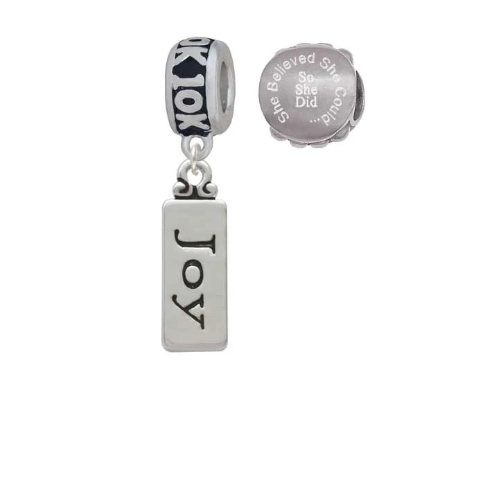 Joy 10K Run She Believed She Could Charm Beads (Set of 2)