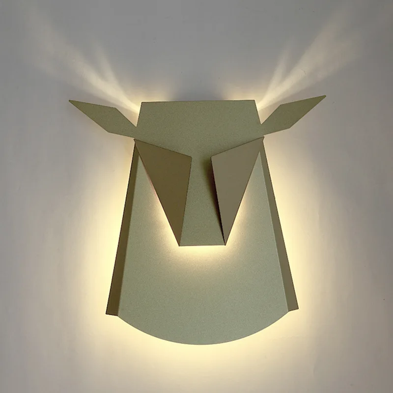 

LukLoy LED Wall Light Modern Minimalist Nordic Deer`s Head Light Shape Living Room Study Bedroom Creative Corridor Aisle Sconce