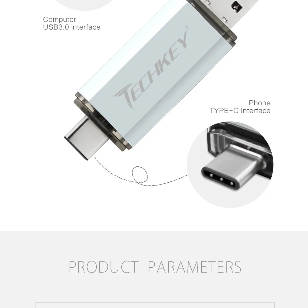 TECHKEY USB 3,0 type-C 3,1 usb флеш-накопитель 3,0 64 Гб металлический пользовательский флеш-накопитель 32 Гб USB флешка 16 Гб для телефонов Micro USB flash type C