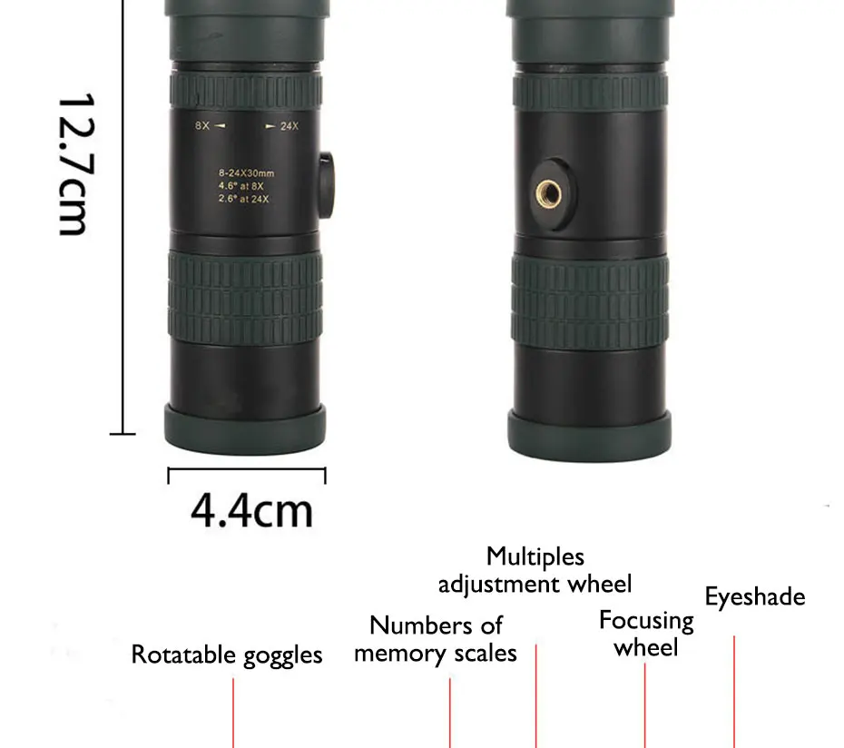 Монокуляр телескоп 8-24X30 ночного видения области Водонепроницаемый Мини Монокуляр с адаптером для телефона штатив наблюдение за птицами Охота Туризм