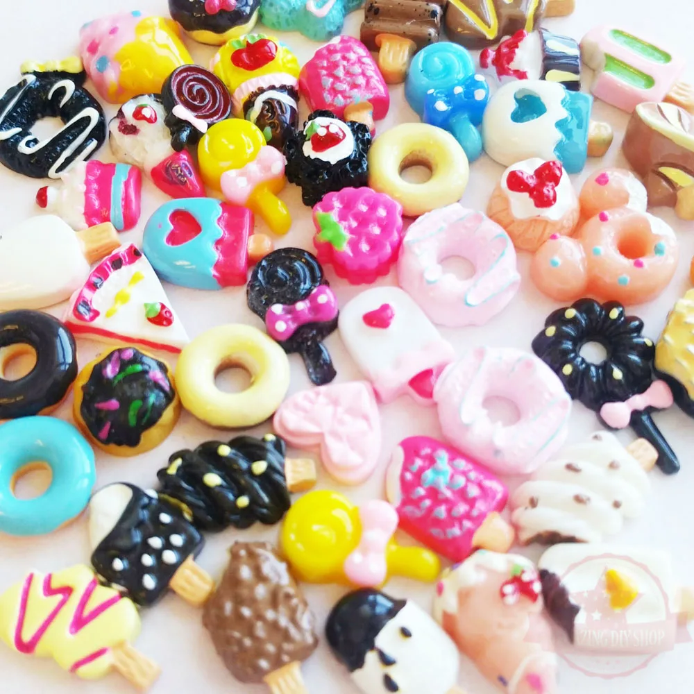

20 pcs Assorted Cabochon Mix Set Cabochon ice-cream cupcake donut miniature