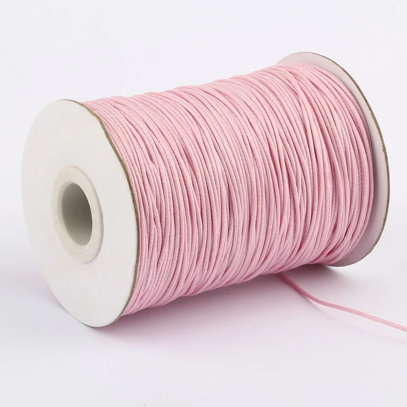 10 метров/рулон 1 мм вощеный шнур многоцветный воск хлопок шнур для DIY ювелирных изделий браслет ожерелье бусы аксессуары - Цвет: light pink