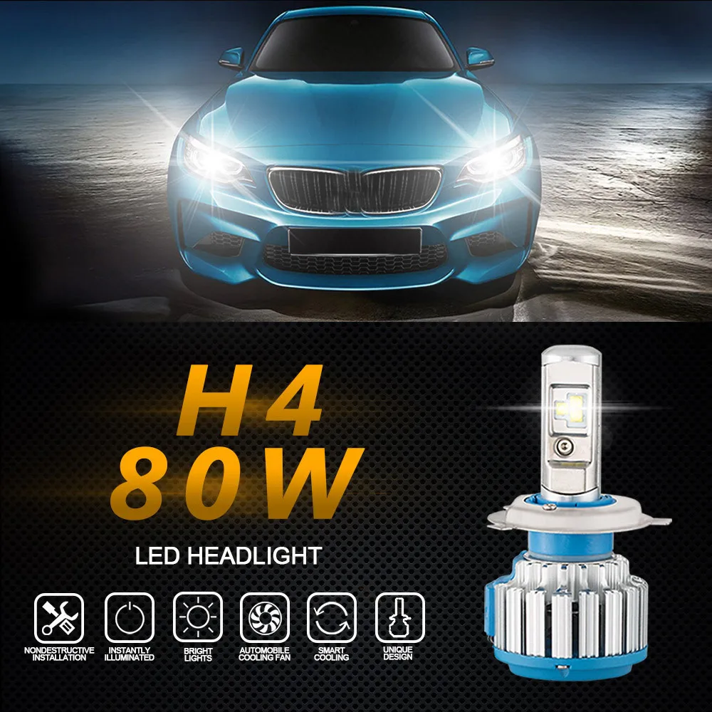 

NEW 2pc 70W DC 9-32V 7000LM H4 Car COB LED Headlight B2 Canbus 6000K white Kit Fog Lamp Head Light Light LED Driving Front