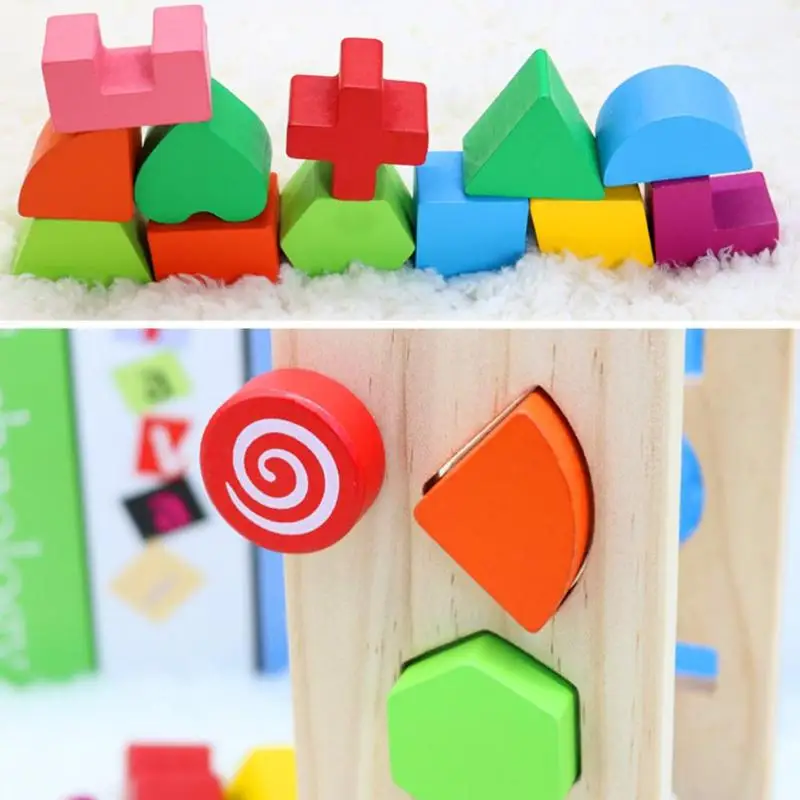 Детские деревянные строительные блоки, Детские обучающие игрушки Монтессори, детская Развивающая игра, развивающая игра, Когнитивная сортировочная деревянная коробка