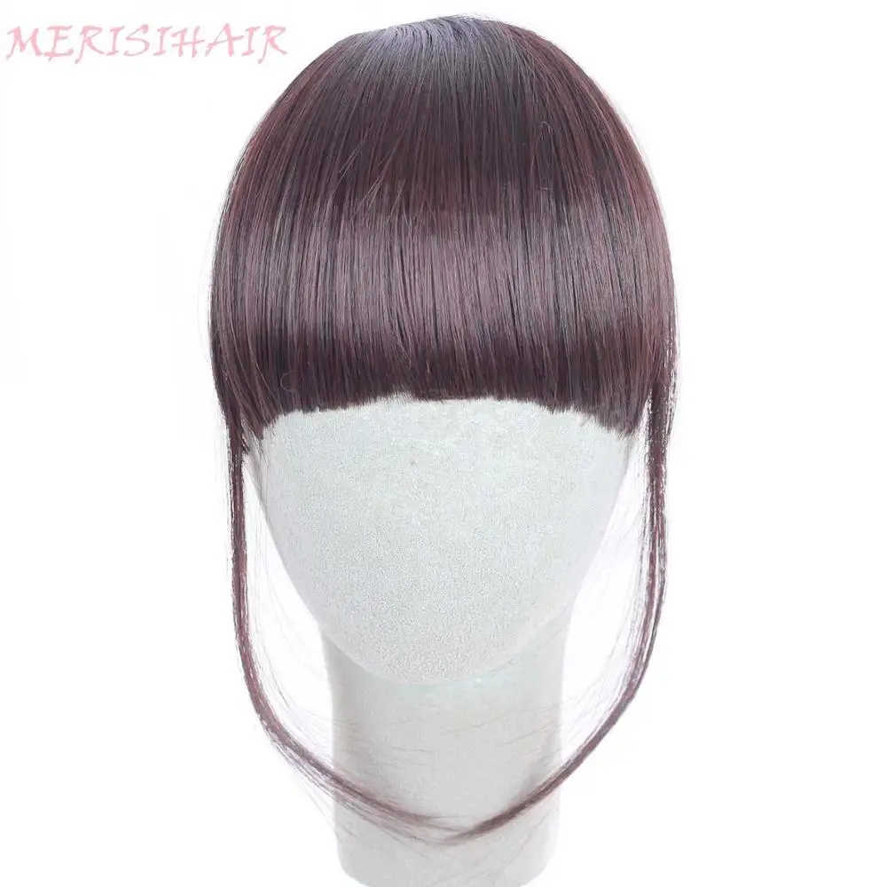 MERISI HAIR 8 Color Clip In Hair Bangs Hairpiece Synthetic Fake Bangs Hair Piece Clip In Hair Extensions