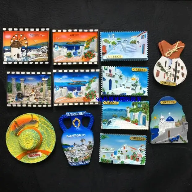 

Greek Tourism Memorial Refrigerator Magnet Mediterranean Resin 3D Fridge Magnet Sticker Travel Souvenir Kitchen Home Decoration