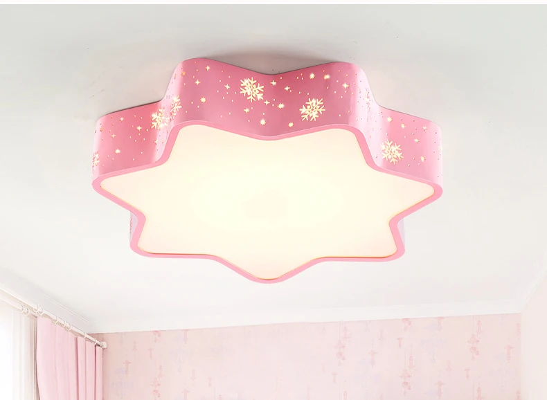 Современный пустой Железный светодиодный потолочный светильник со звездами для детской спальни, домашний деко, столовая детская розовая Снежная акриловая Потолочная люстра