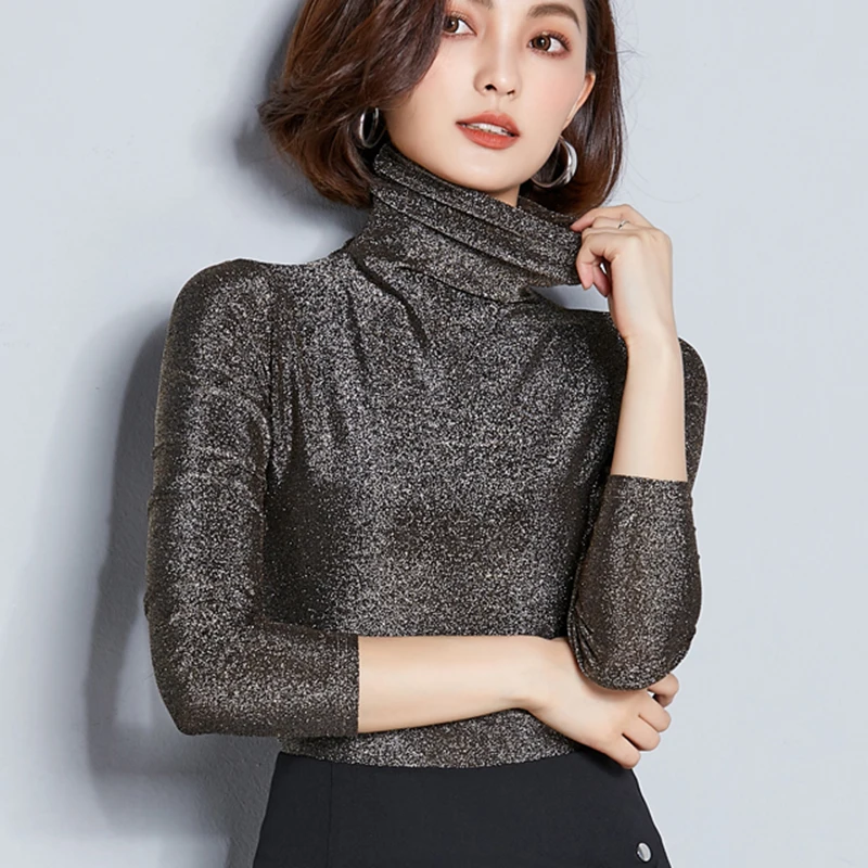 Blusas Mujer De Moda осень 2020 Повседневная Блузка с высоким воротником женские