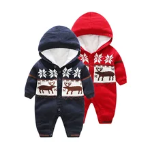 

winter Winter the children's cotton and wool jumpsuits reindeer jacquard amphibious fork baby sweater baby girl clothes