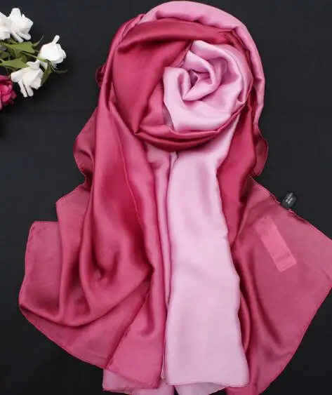 Летний искусственный шелк шарфы для женщин для градиент шелковый шарф шали и палантины Femme модный хиджаб палантины дропшиппинг - Цвет: 3