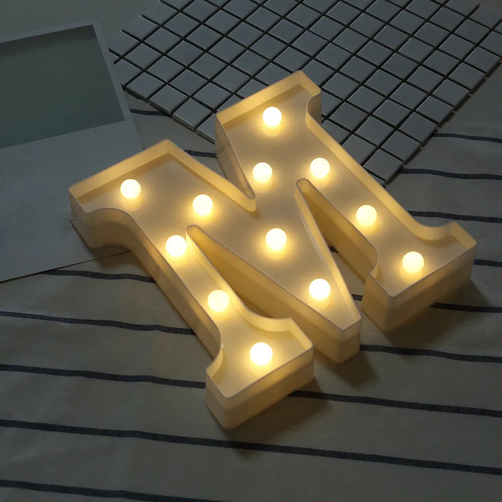 Alphabet LED Letter Light Romantic Wedding Standing Letter Lamp Lights Light Up White Plastic Valentine Love Girlfriend Gifts