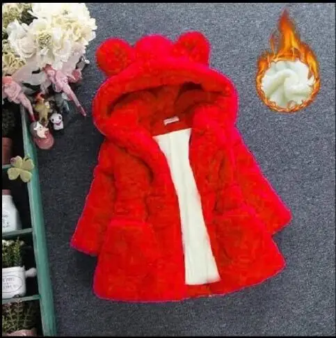 

Baby Winter Waistcoat Children's Rabbit Ears Fur Girls Artificial Fur Coat Kids Faux Fur Fabric Clothes Fur Coat Outwea