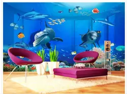Пользовательские Любой Размер обои оригинальный 3D подводный мир Гостиная ТВ диван фоне стены