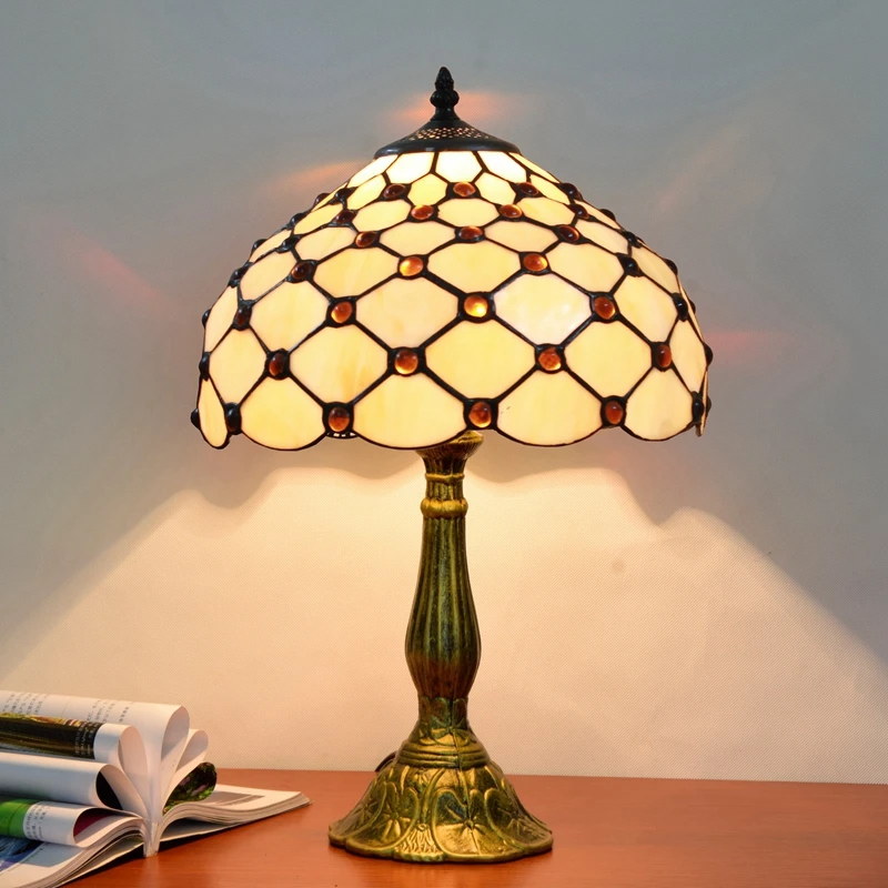 Европейская креативная витражная настольная лампа Тиффани, офисное украшение, настольная лампа для гостиной, столовой, спальни, прикроватное освещение