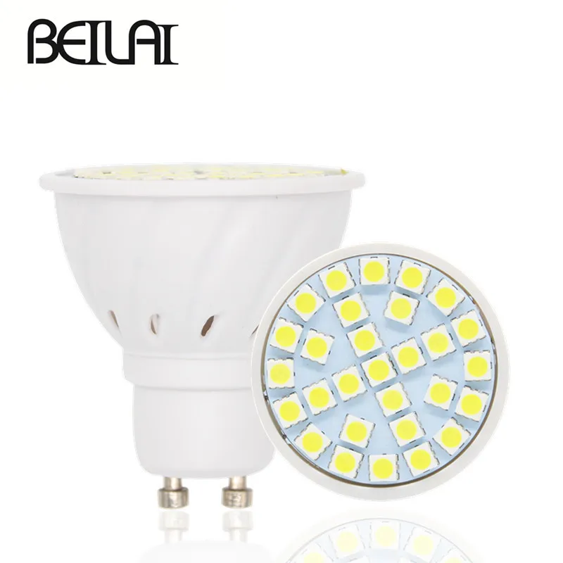 Beilai 10 шт. SMD 5050 лампада светодиодный светильник E27 220 В GU10 Spotlight MR16 Пластик тела