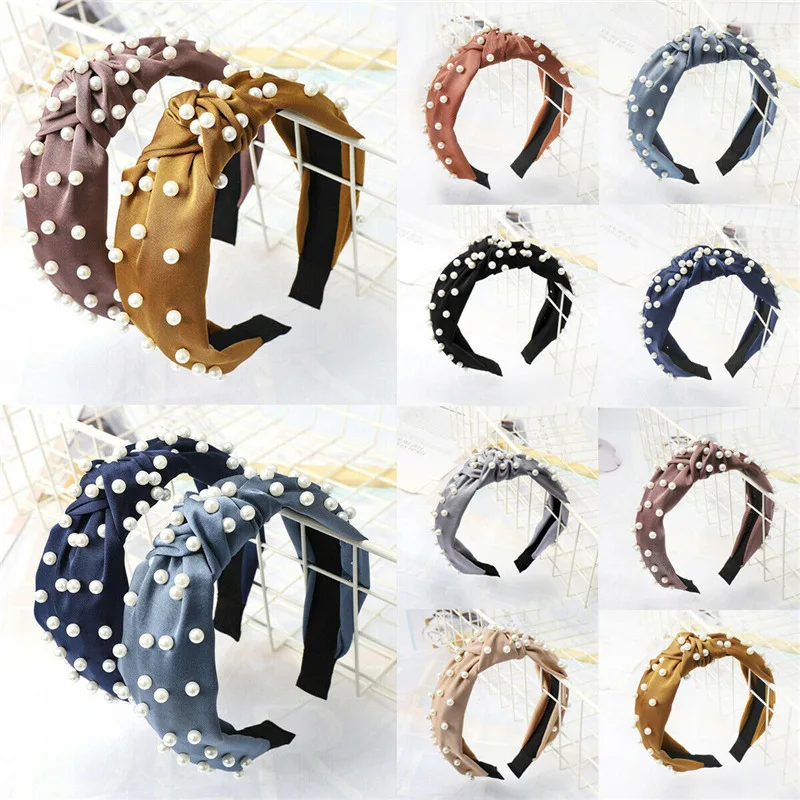 

HIRIGIN Women Girls Pearl Headband Twist Hairband Bow Knot Hair Band Hair Lady Headwear Accessories