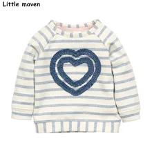 Little maven children brand baby girl clothes 2017 autumn new girls cotton long sleeve striped cloth heart thick t shirt C0069