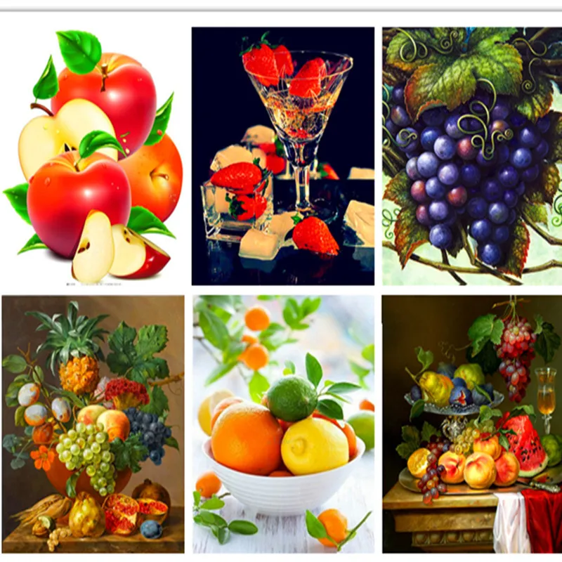 

NEW Fruit Diamond Embroidery Kitchen Wall Decor Rubik's Cube Square Diamond Painting Crystal Mosaic Picture of Rhinestone