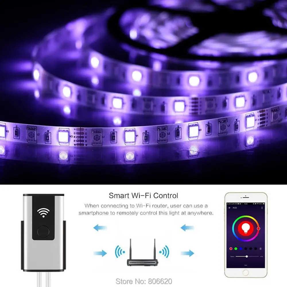 Умный беспроводной контроллер Wi-Fi для Светодиодный светильник с полосками toRGB светильник с музыкой в Amazon Alexa и Google Home с приложением Womo Smart