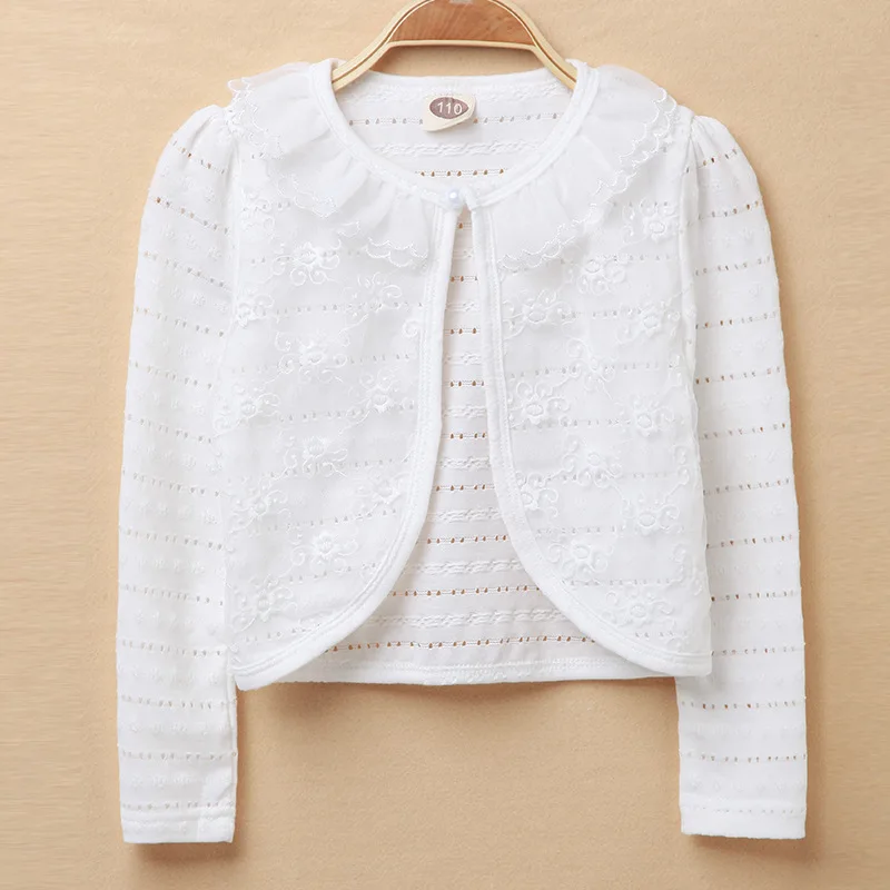 RL Girls Sweater Cardigan Sweet Outerwear Kids Jackets For Girls White Coat Kids Clothes for 1 2 3 4 6 8 10 12 Years Old