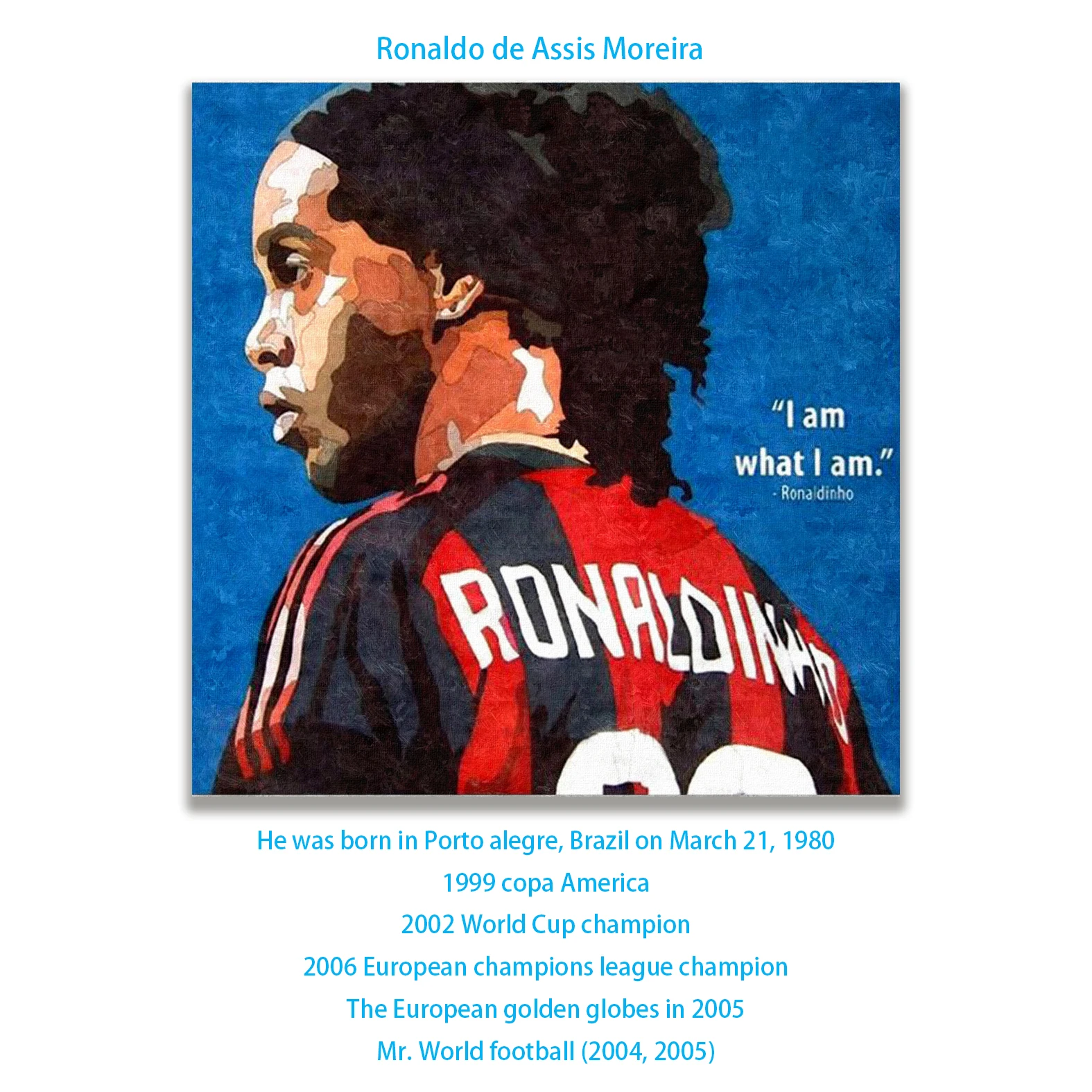 Paintings For Living Room Wall football Star Ronaldinho Hand Painted Decorative Pictures Canvas Art image_0