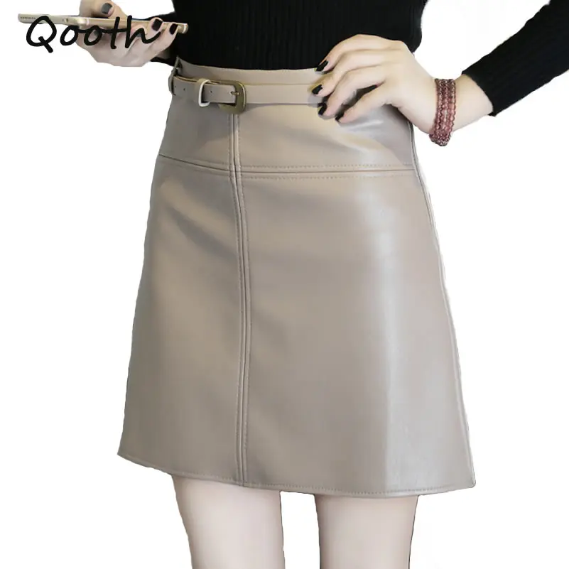 Женская мини юбка с завышенной талией из ПУ кожи|skirt winter black|leather pencil skirtwork skirts |