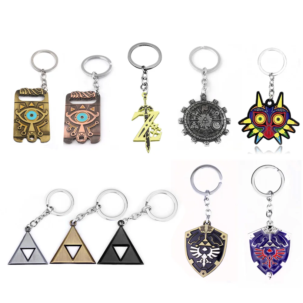 

SG Zelda Keychains Master Sword Majora Mask Breath Wild Eye Chaveiro Legend of Zelda Hylian Shield Keyring Pendant For Men