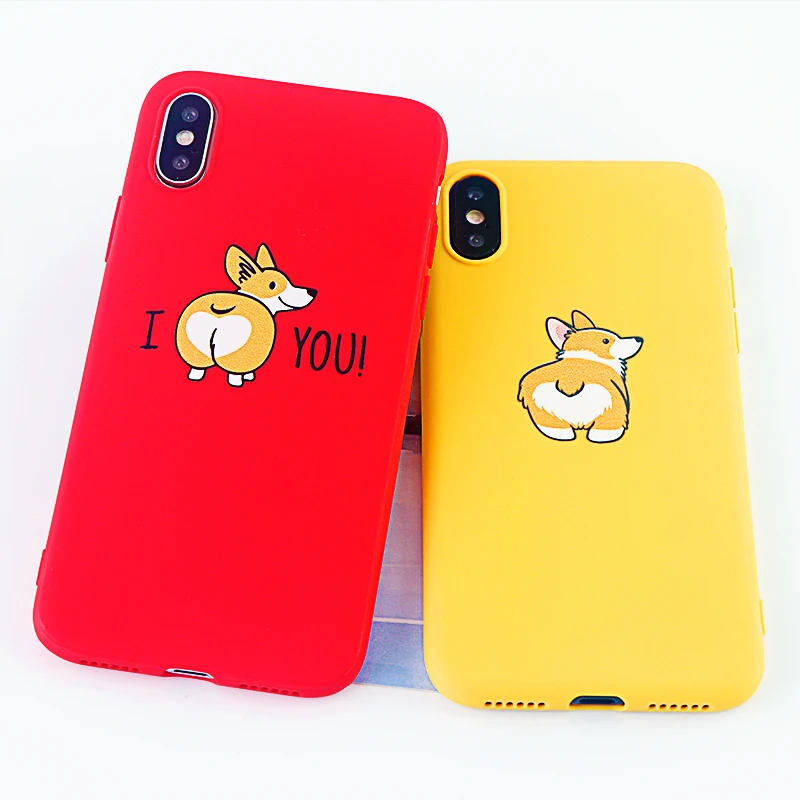 Модные телефонные Шкафы для IPhone X XS MAX XR 8 7 6 S Plus плотный Чехол I Love Corgi Мягкие